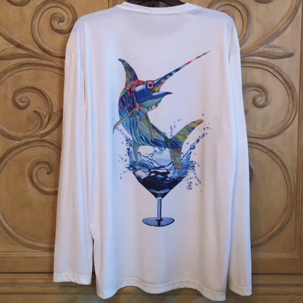 T Ann Sport-Tek Mens Dri-Fit Sport Shirt with Sailfish White